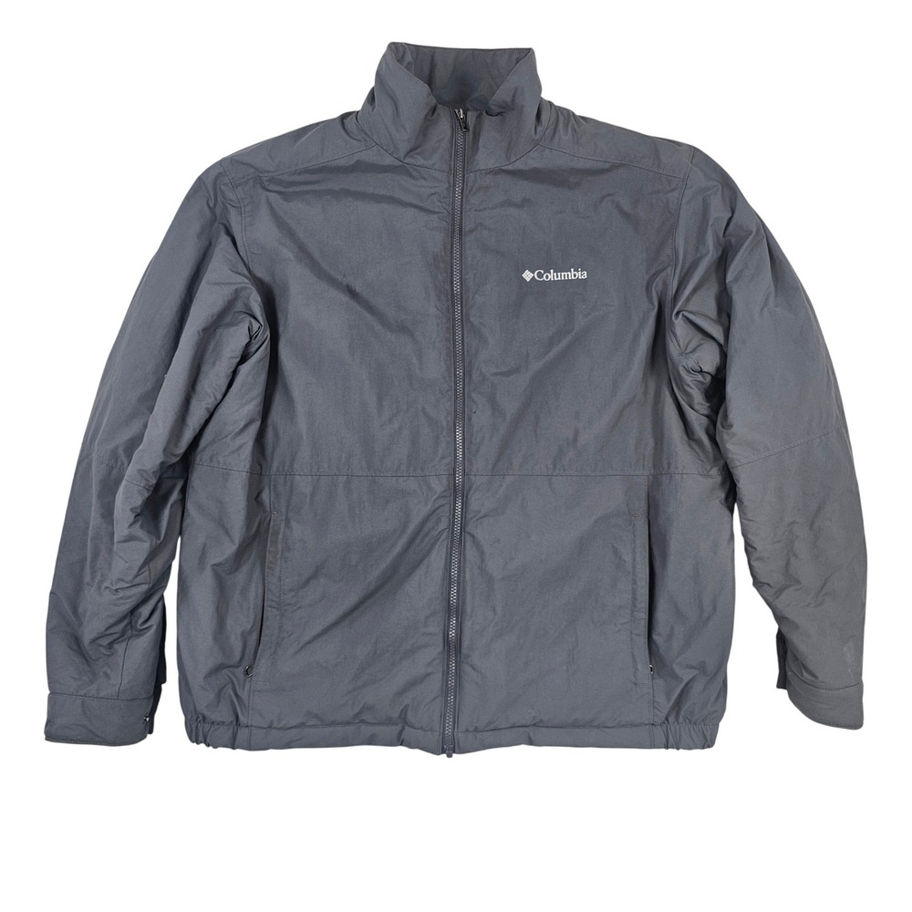 Columbia Mens XL Full Zip Fleece Lined Jacket Gray Windbreaker Sportswear Coat